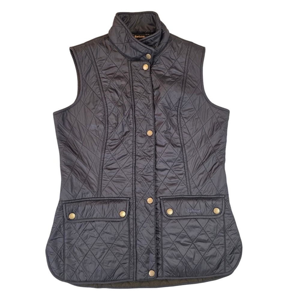 Barbour Womens Size 6 Wray Gilet Vest Navy Quilted Fleece Lined LQU0853